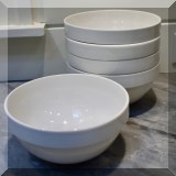 K27. Set of 5 white Crate and Barrel bowls. 3.5”h x 7”w - $45 for the set